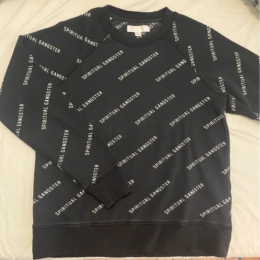 Spiritual Gangster Black and White Logo Crew Neck Sweatshirt Sz S - Picture 2 of 6